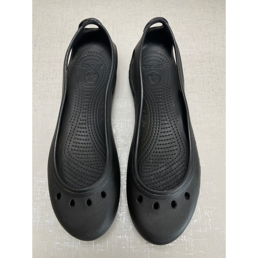 Crocs Kadee Flats Black Womens Size 9 Casual Comfort Ballet Shoes 11215